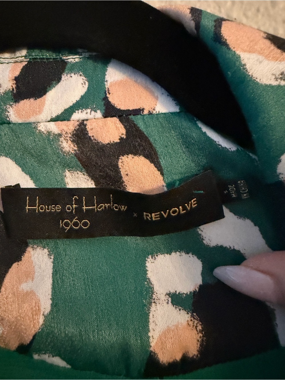 House of Harlow 1960 x Revolve Green Animal Print Wrap Blouse - Shoulder Pads - Picture 3 of 9